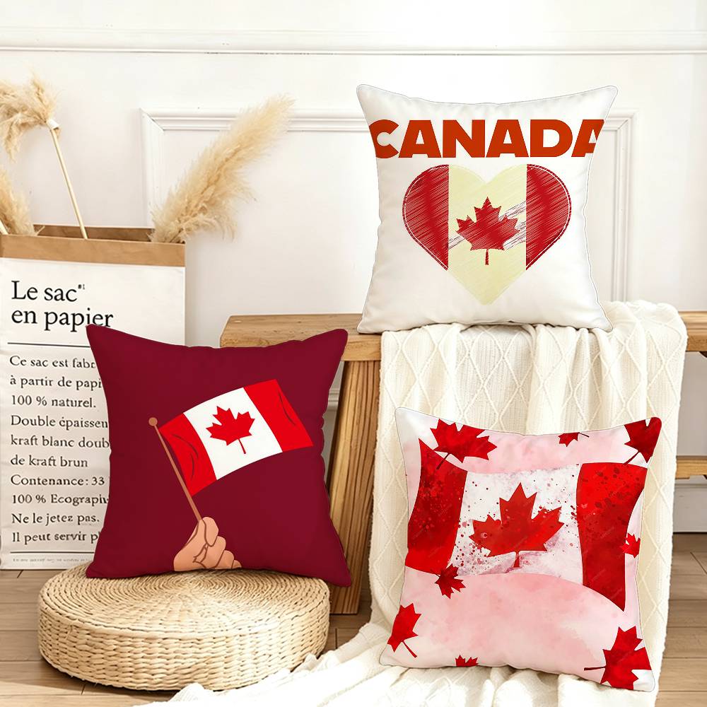 Home Textiles Canada - غطاء وسادة مربع بتصميم ورقة القيقب