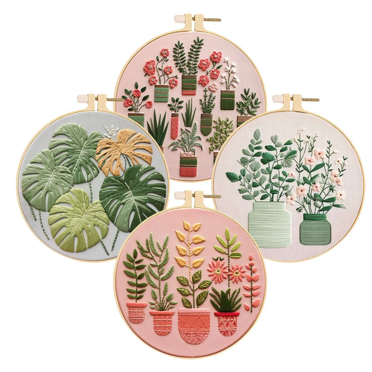 طقم تطريز نباتي مكون من 4 قطع  - مراجعة Home Textiles Discount وسعره