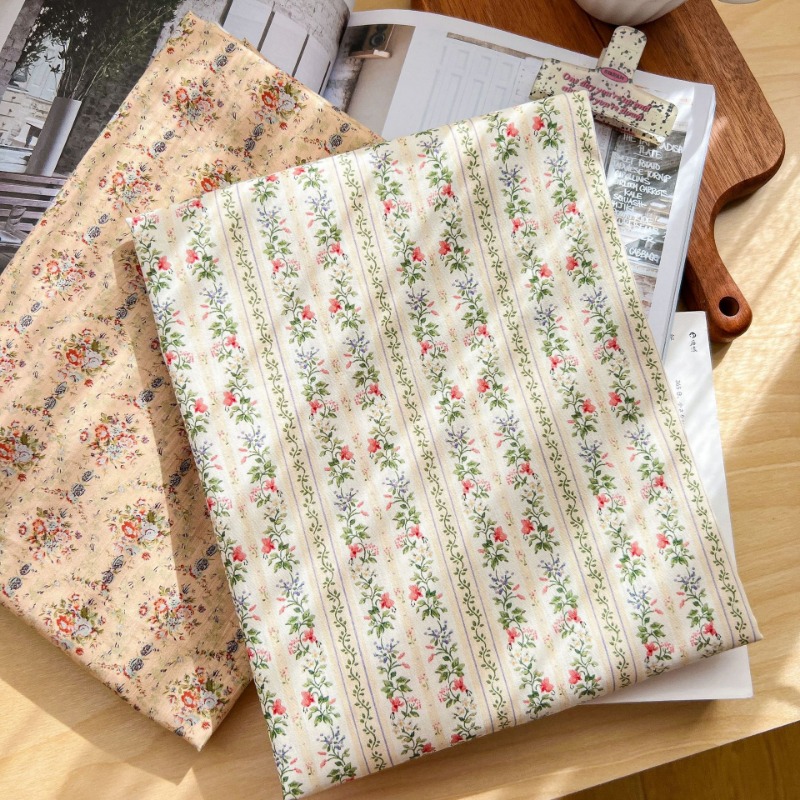 قماش قطني مخطط بنقشة زهور عتيق - مراجعة Home Textiles Discount وسعره